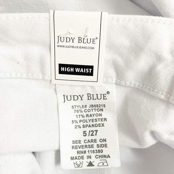 NWT Judy Blue White High Rise Button-Fly Patch Pocket Flare Jeans Size 27 NEW - Picture 13 of 15